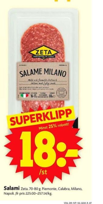 ICA Supermarket Zeta salami erbjuda