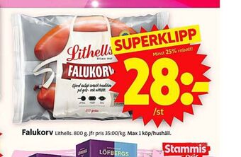 ICA Supermarket Lithells falukorv erbjuda