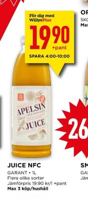Willys Garant juice erbjuda