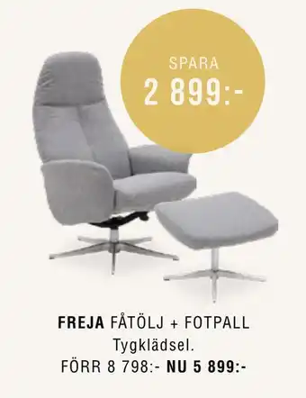 ILVA Freja fåtölj + fotpall erbjuda