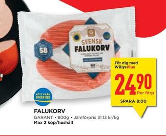 Willys Hemma Falukorv erbjuda