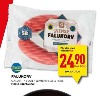 Willys Falukorv erbjuda