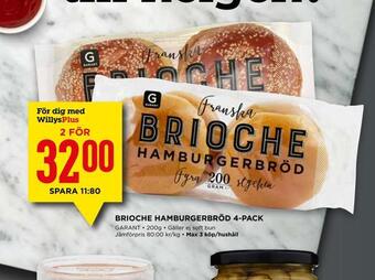 Willys Brioche hamburgerbröd 4-pack erbjuda