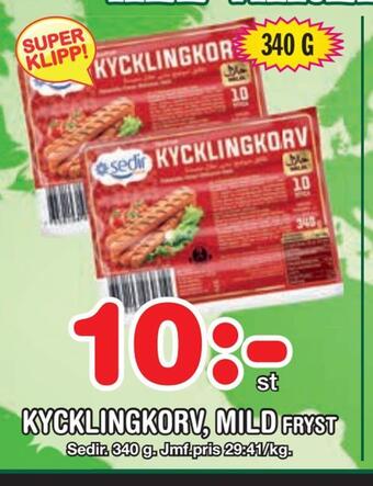 Nya Pulsen Kycklingkorv, mild fryst erbjuda