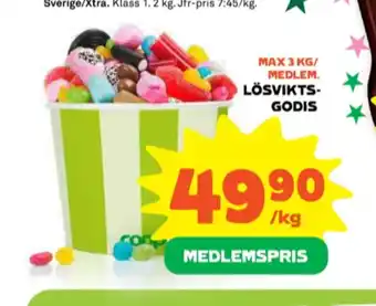 Stora Coop X-tra lösviktsgodis erbjuda