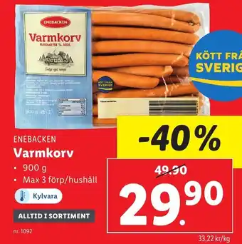 Lidl Varmkorv ENEBACKEN erbjuda