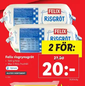 Lidl Felix risgrynsgröt erbjuda