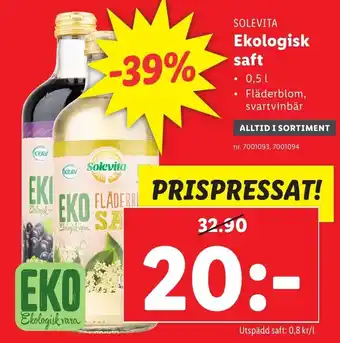 Lidl Ekologisk saft SOLEVITA erbjuda