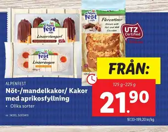 Lidl Nö t-/mandelkakor/ kakor med aprikosfyllning erbjuda