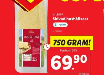 Lidl Milbona Skivad Hushållsost erbjuda