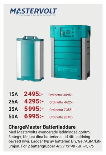 Erlandsons Brygga Chargemaster batteriladdare erbjuda