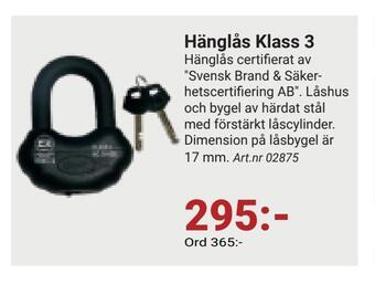 Erlandsons Brygga Hänglås klass 3 erbjuda