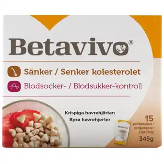 Apotek Hjärtat Betavivo havrehjärtan 15 portionspåsar erbjuda