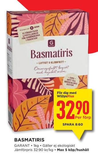 Willys Basmatiris erbjuda