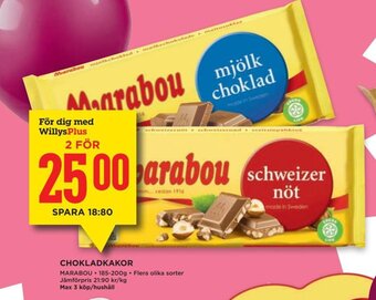 Willys Chokladkakor erbjuda