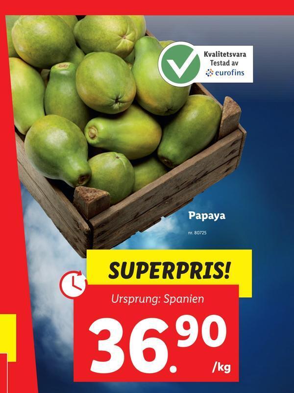 Papaya erbjudande hos Lidl
