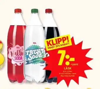 ICA Kvantum Hallon soda läskedryck erbjuda