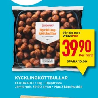Willys Eldorado kycklingköttbullar erbjuda