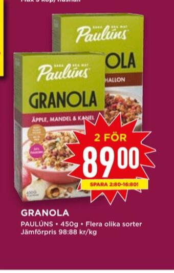 Willys Paulùns granola erbjuda