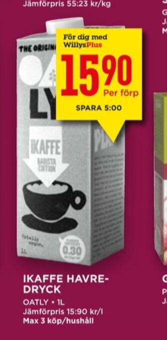Willys Oatly ikaffe havredryck erbjuda