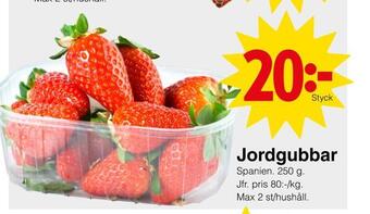 Matöppet Jordgubbar erbjuda