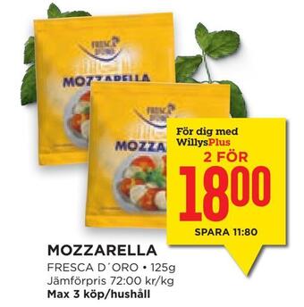 Willys Hemma Mozzarella erbjuda