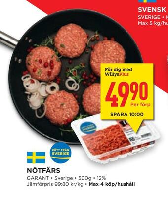 Willys Hemma Nötfärs erbjuda