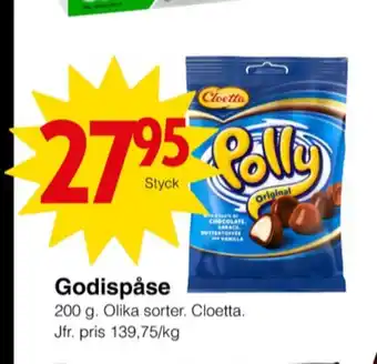 Matöppet Polly godispåsar erbjuda