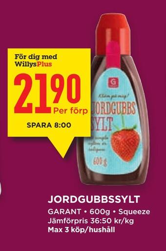 Willys Jordgubbssylt erbjuda