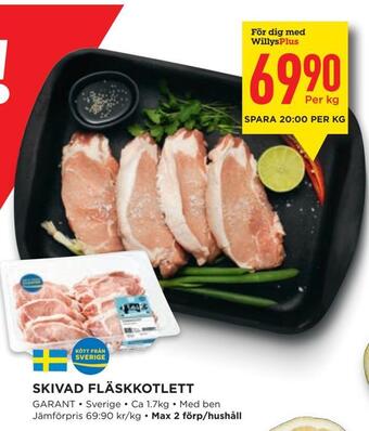 Willys Skivad fläskkotlett erbjuda
