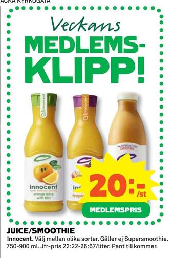 Coop Juice/smoothie erbjuda