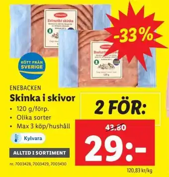 Lidl Enebacken Skinka i Skivor erbjuda