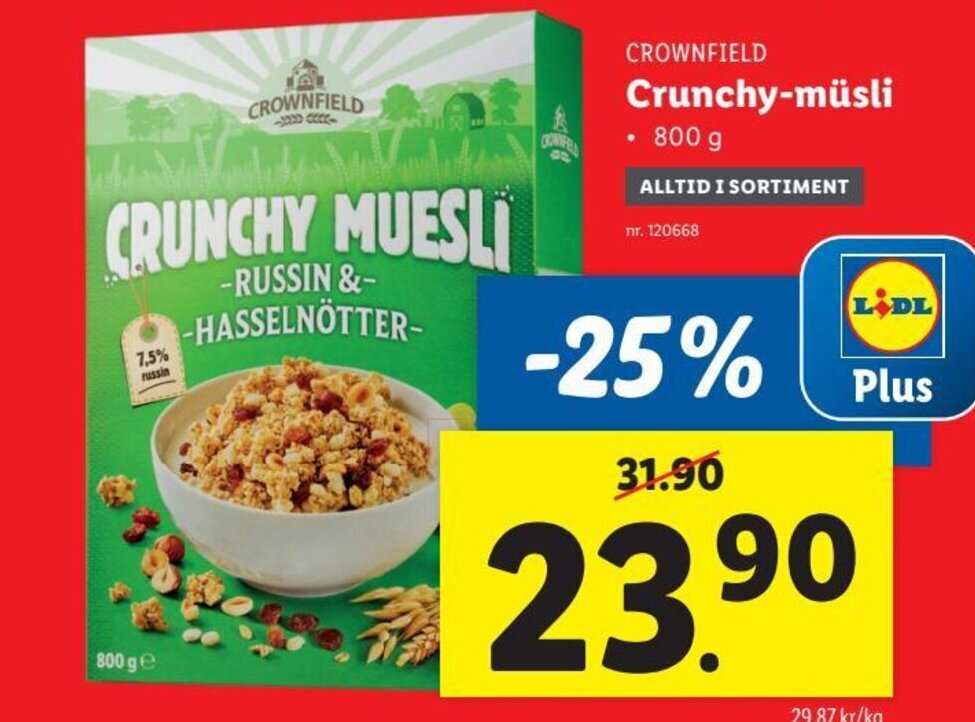Crownfield CrunchyMüsli erbjudande hos Lidl