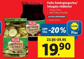 Lidl Felix Smörgågurka Inlagda Rödbetor erbjuda