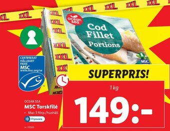 Lidl Ocean Sea MSC Torskfilé erbjuda
