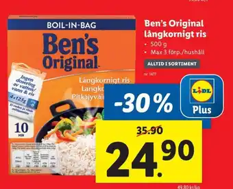 Lidl Ben's Original Långkornigt Ris erbjuda