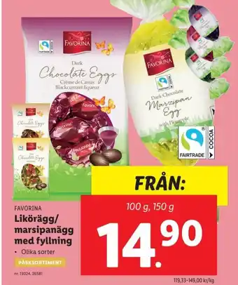 Lidl Favorina Likörägg/ Marsipanägg med Fyllning erbjuda