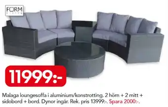 Bo Ohlsson Malaga loungesoffa 2 Hörn + 2 Mitt + Sidobord + Bord erbjuda