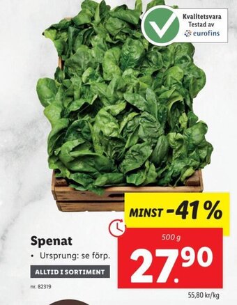 Lidl Spenat erbjuda