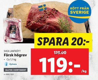 Lidl Svea Lantkött Färsk Högrev erbjuda