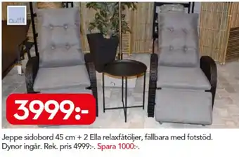 Bo Ohlsson Jeppe sidobord 45cm + 2 Ella relaxfåtöljer erbjuda