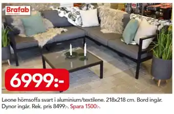 Bo Ohlsson Brafab Leone hörnsoffa svart 218x218cm erbjuda
