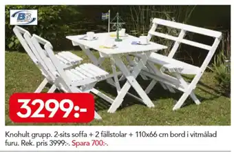 Bo Ohlsson Knohult grupp. 2-Sits Soffa + 2 fällstolar + 110x66cm bord erbjuda