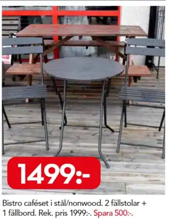 Bo Ohlsson Bistro caféset i stål/nonwood 2 fällstolar + 1 fällbord erbjuda