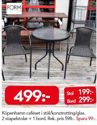 Bo Ohlsson Köpenhamn caféset 2 stapelstolar + 1 bord erbjuda