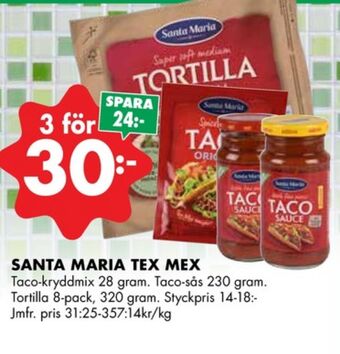 ÖoB Santa maria taco kryddmix erbjuda