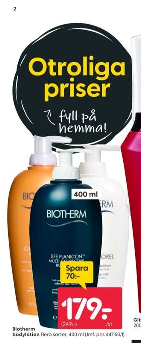 Rusta Biotherm bodylotion erbjuda