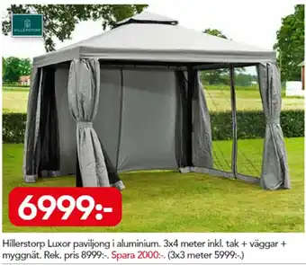 Hillerstorp Luxor paviljong 3x4 meter inkl. tal + väggar + myggnät