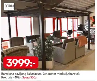 Bo Ohlsson Barcelona paviljong 3x4 meter med skjutbart tak erbjuda