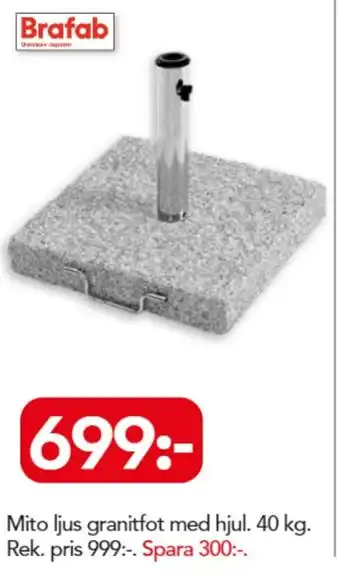 Bo Ohlsson Brafab Mito ljus granitfot med hjul 40kg erbjuda